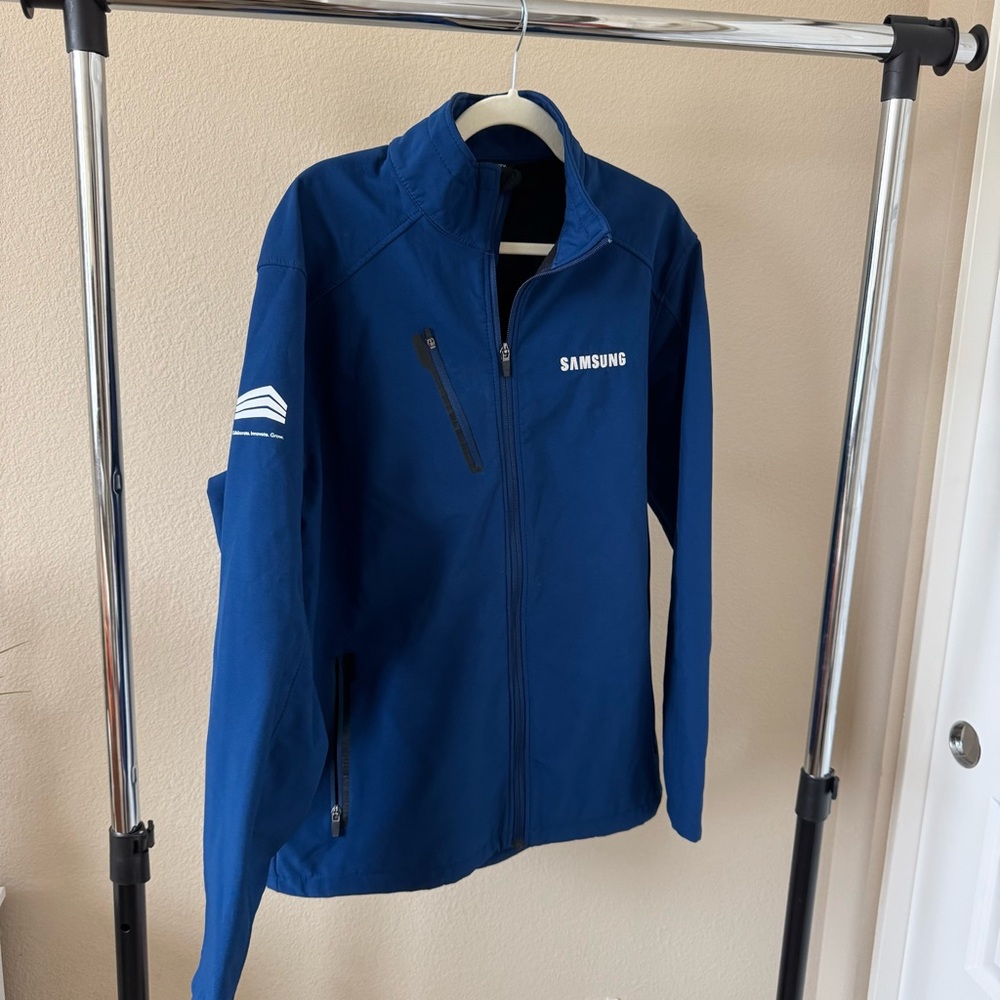Port Authority Men’s Jacket Blue L | Fleece-Lined J324 | Samsung Logo